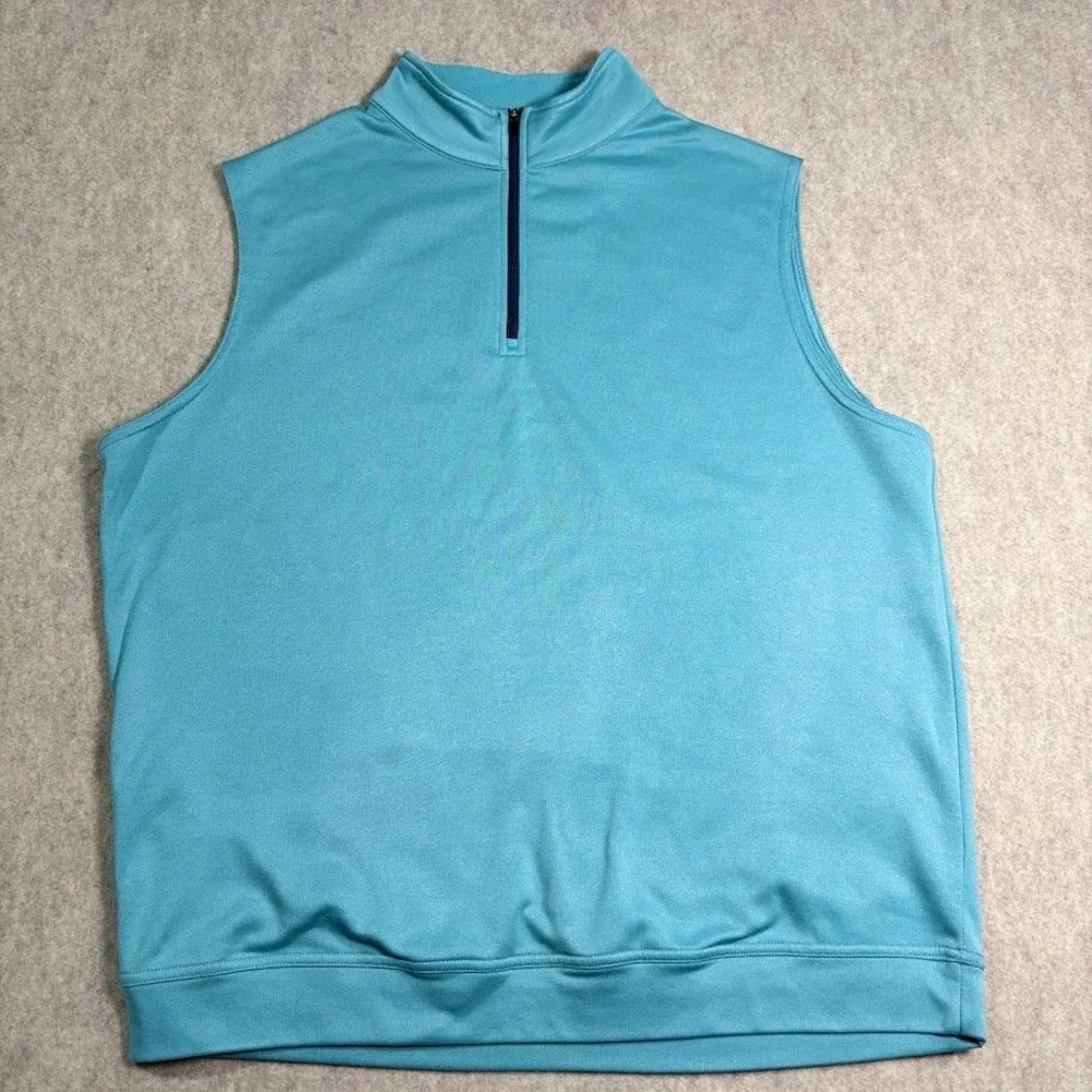 Peter Millar Vest Mens L Blue Polyester Quarter Zip Golf Crown Sport Performance